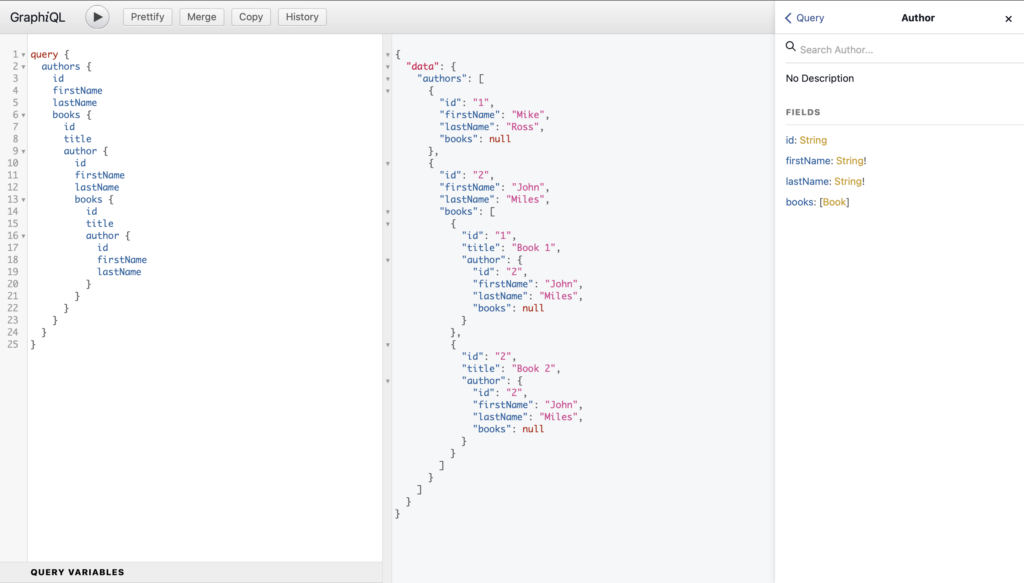 GraphQL Self-Documenting Schema in GraphiQL